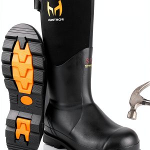 HUNTHOR Steel Toe Rain Boots Mens Insulated-0
