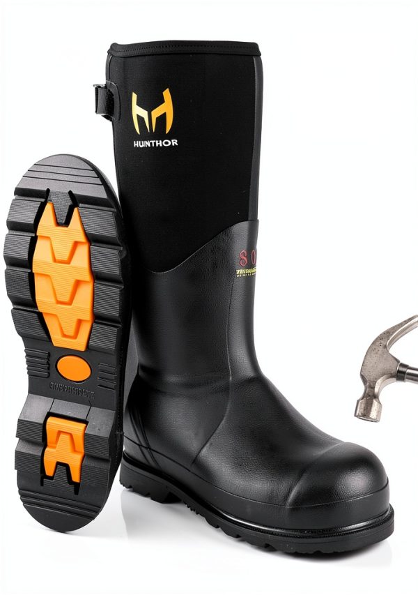 HUNTHOR Steel Toe Rain Boots Mens Insulated-0
