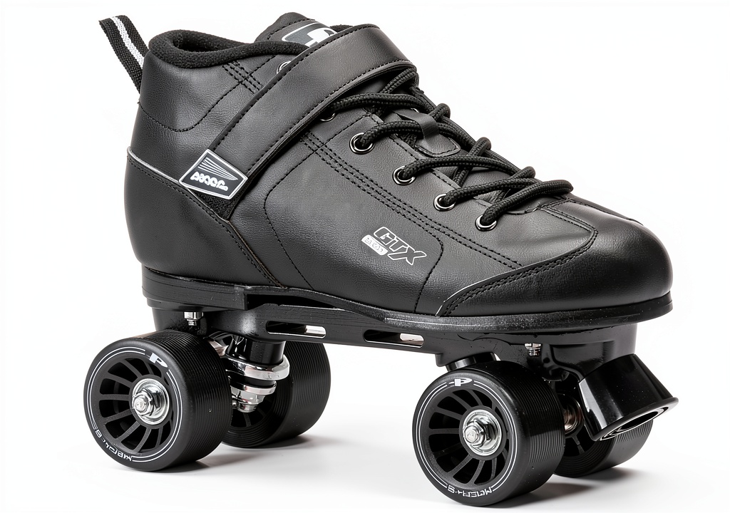 Child skating indoors with Pacer Kids Speed Roller Skates Black Nylon 65mm