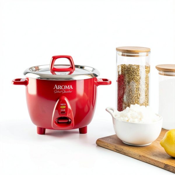 Aroma Housewares 6‑Cup Stainless Rice Cooker & Warmer ARC‑753SGR Red-1