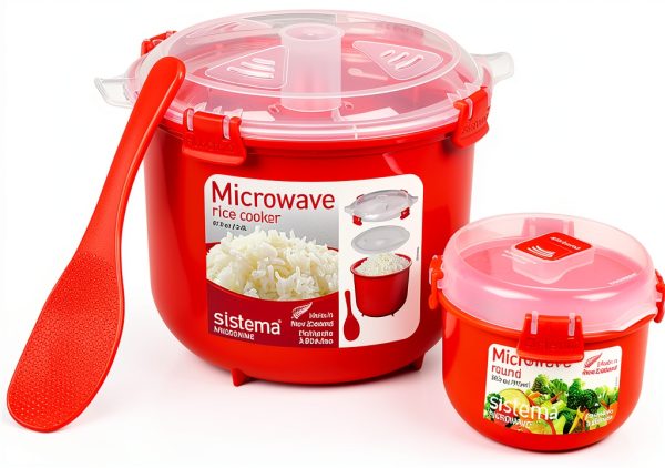 Sistema Microwave Rice Cooker 2.6L Red Plastic Kitchen Appliance Set-0
