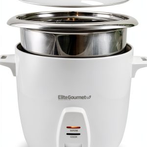 Elite Gourmet Rice Cooker ERC-2020 20‑Cup White Stainless Steel-0