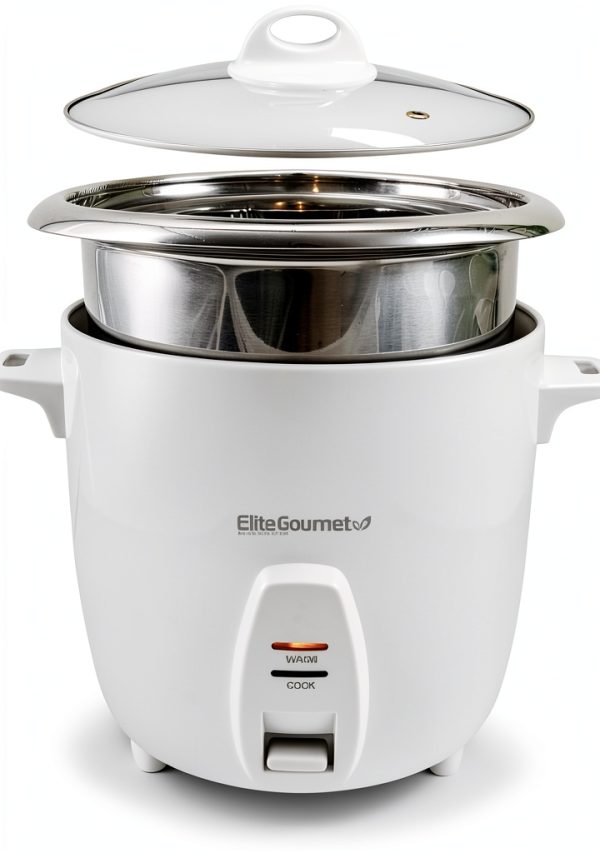 Elite Gourmet Rice Cooker ERC-2020 20‑Cup White Stainless Steel-0