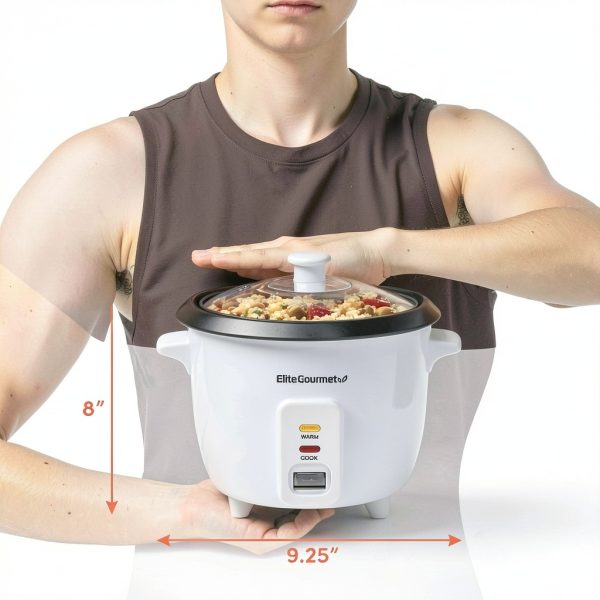 Elite Gourmet Rice Cooker ERC-006NST 6-Cup White Non‑Stick Cooker-7