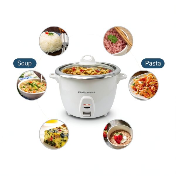 Elite Gourmet Rice Cooker ERC-2020 20‑Cup White Stainless Steel-4