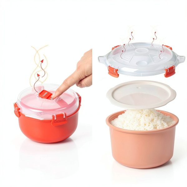 Sistema Microwave Rice Cooker 2.6L Red Plastic Kitchen Appliance Set-4