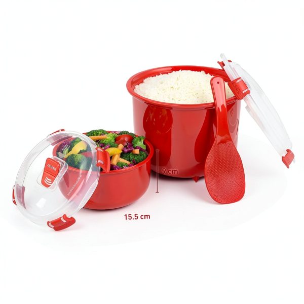 Sistema Microwave Rice Cooker 2.6L Red Plastic Kitchen Appliance Set-2