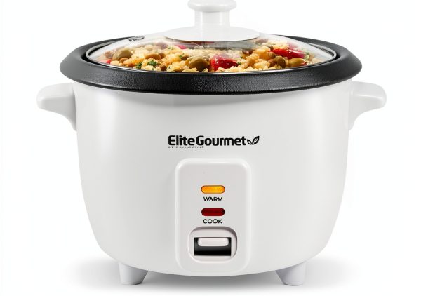 Elite Gourmet Rice Cooker ERC-006NST 6-Cup White Non‑Stick Cooker-1