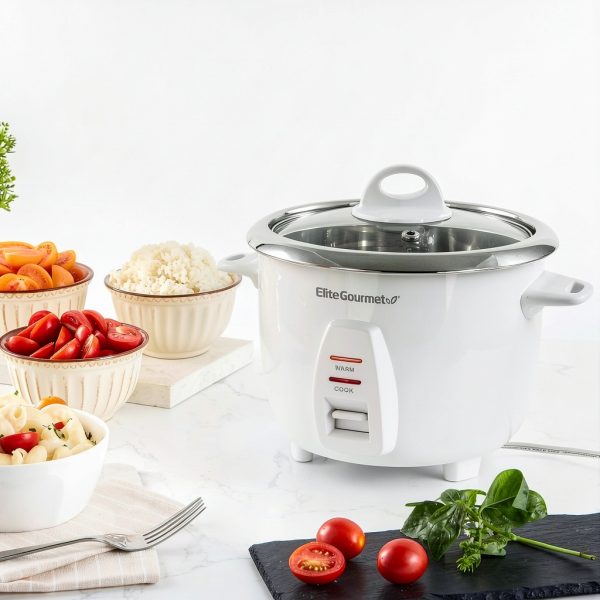 Elite Gourmet Rice Cooker ERC-2020 20‑Cup White Stainless Steel-3