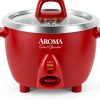 Aroma Housewares 6‑Cup Stainless Rice Cooker & Warmer ARC‑753SGR Red-0
