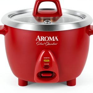 Aroma Housewares 6‑Cup Stainless Rice Cooker & Warmer ARC‑753SGR Red-0