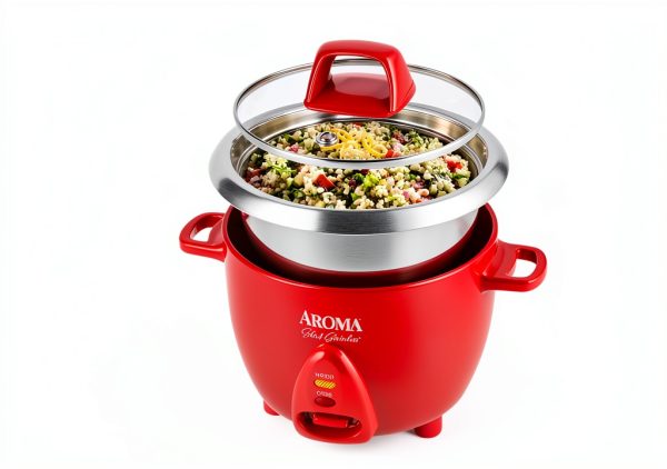 Aroma Housewares 6‑Cup Stainless Rice Cooker & Warmer ARC‑753SGR Red-2