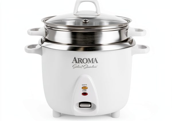 Aroma Housewares 14-Cup (Cooked) / 3Qt. Select Stainless Pot-Style Rice Cooker, & Food Steamer, One-Touch Operation, Automatic Keep Warm Mode, White (ARC-757-1SG)-0