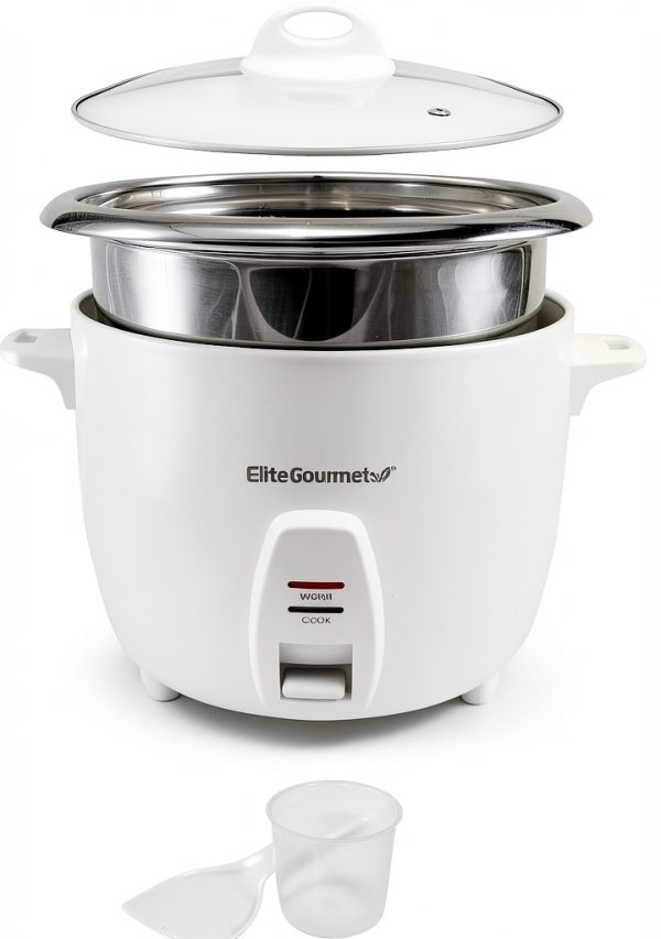 Elite Gourmet Rice Cooker ERC-2020 20‑Cup White Stainless Steel-1