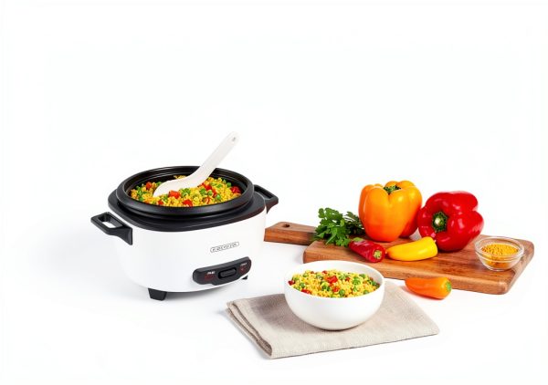 BLACK+DECKER Rice Cooker 6-Cup (Cooked) with Steaming Basket, Removable Non-Stick Bowl, White-8