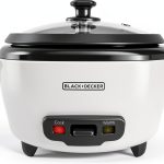 BLACK+DECKER Rice Cooker 6-Cup (Cooked) with Steaming Basket, Removable Non-Stick Bowl, White-0