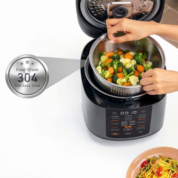 COSORI Rice Cooker 10 Cup, 24h Keep Warm, Non-stick Ceramic Inner Pot, 18 Functions Fuzzy Logic Rice Maker with Stainless Steel Steamer Basket, Sauté, Slow Cooker, Black-3