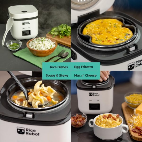 Rice Robot Personal Rice Cooker, PFAS-free, Nonstick. 1 Quart Capacity, with Stainless Steel Steamer Tray, Measuring Cups, Recipe Book with 60 Recipes, and Serving Spoon, As Seen On TV-7