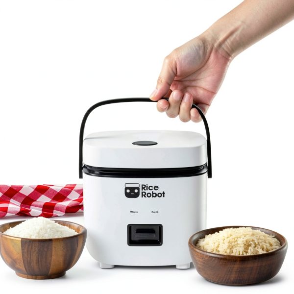 Rice Robot Personal Rice Cooker, PFAS-free, Nonstick. 1 Quart Capacity, with Stainless Steel Steamer Tray, Measuring Cups, Recipe Book with 60 Recipes, and Serving Spoon, As Seen On TV-3