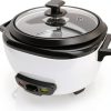 BLACK+DECKER Rice Cooker 6-Cup (Cooked) with Steaming Basket, Removable Non-Stick Bowl, White-4